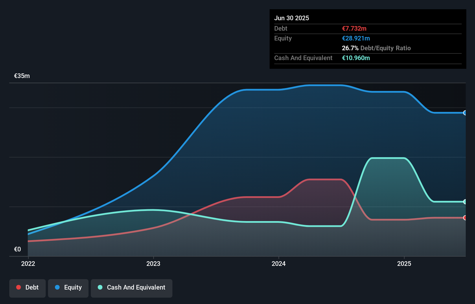 BIT:RNV Debt to Equity History and Analysis as at Dec 2025