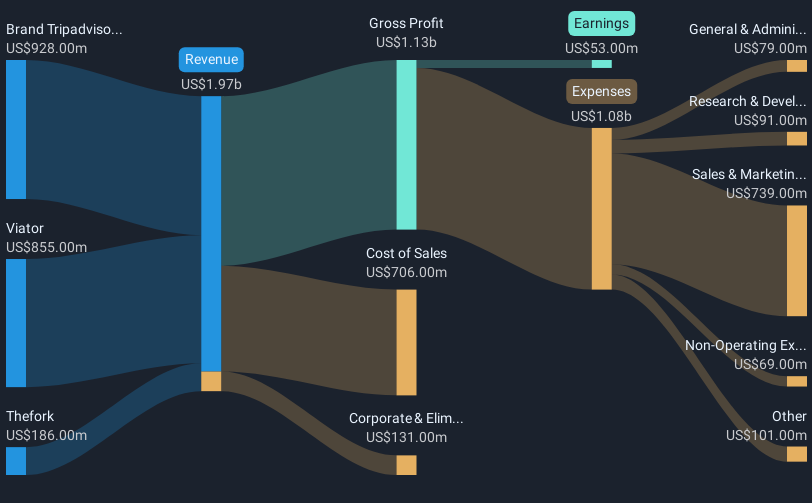 NasdaqGS:TRIP Revenue and Expenses Breakdown as at May 2025